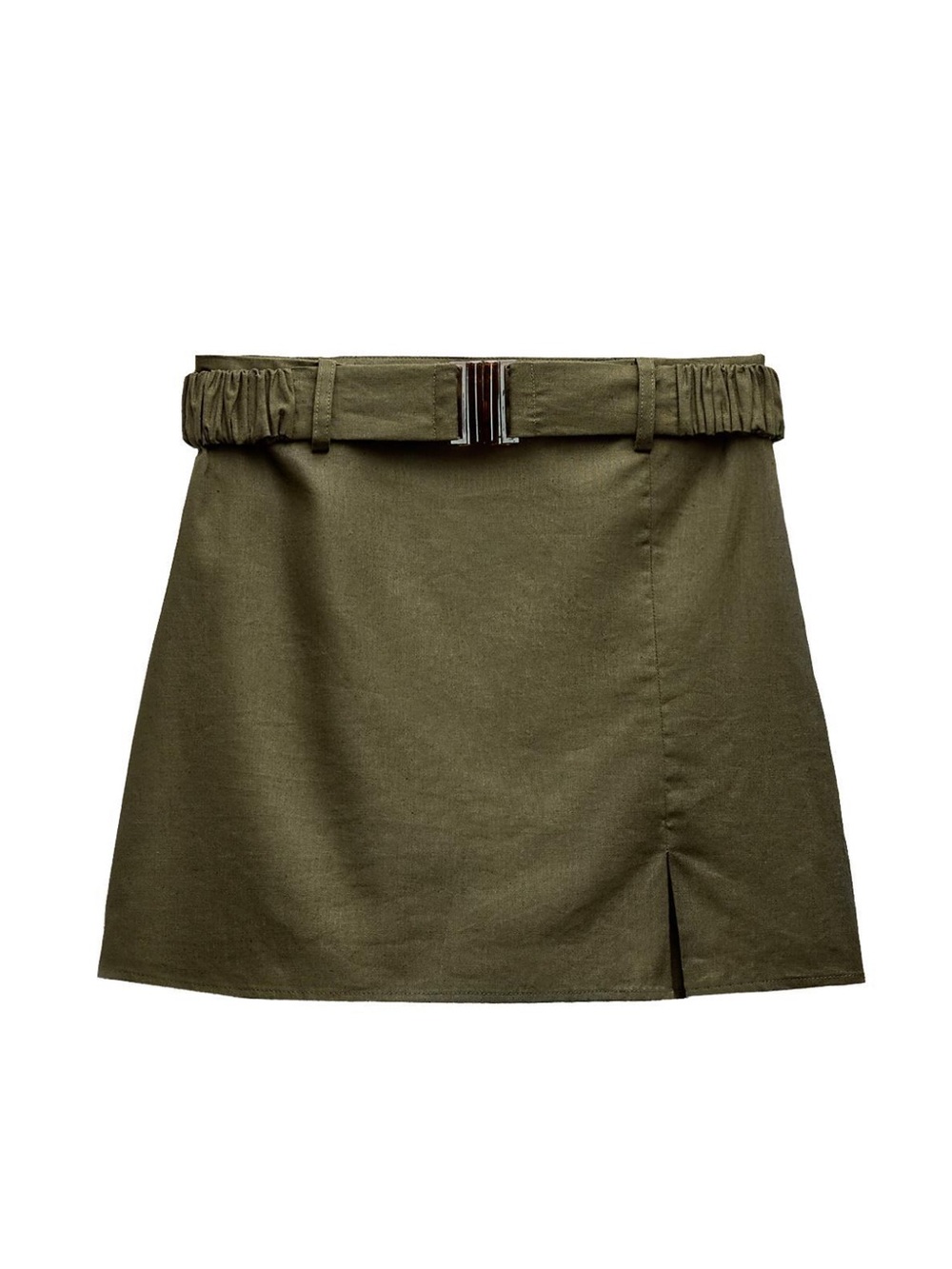 ZARA BELTED LINEN BLEND SKORT